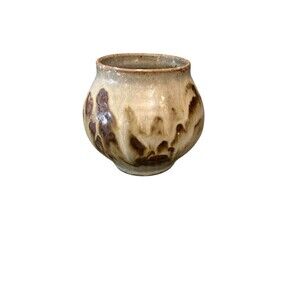 Small Studio Pottery Vase Brown  Drip Glaze Mini Bud Vase 3.75" Handmade